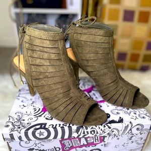 | Olive Open Toe Ankle Booties |